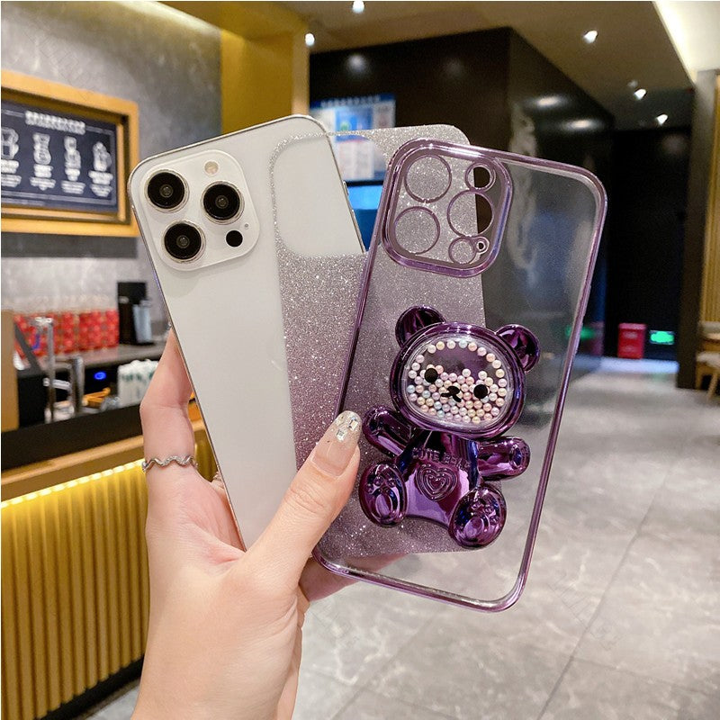 A 31 A 51 A 71 Glitter Bling Bear funda de silicona con soporte para teléfono para Samsung Galaxy A31 A51 A71 4G chica mujer soporte contraportada
