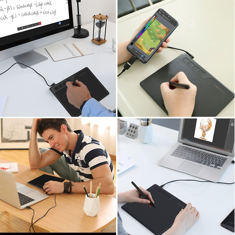 Tableta Digital Gaomon S620 de 6.5x4 Pulgadas, Tableta Gráfica Delgada y Portátil para Dibujar y Jugar OSU, Fácil Conexión con Teléfonos Android