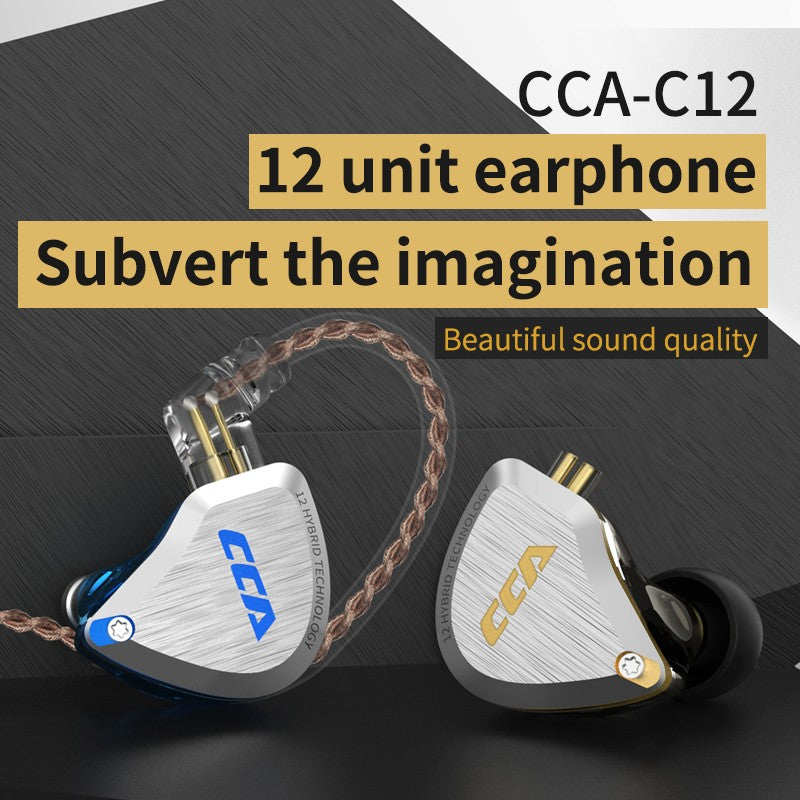 CCA C12 5BA + 1DD auriculares internos híbridos, Unidad de 12 controladores, Monitor de DJ HIFI, auriculares con cancelación de ruido, PC con cable para jugadores