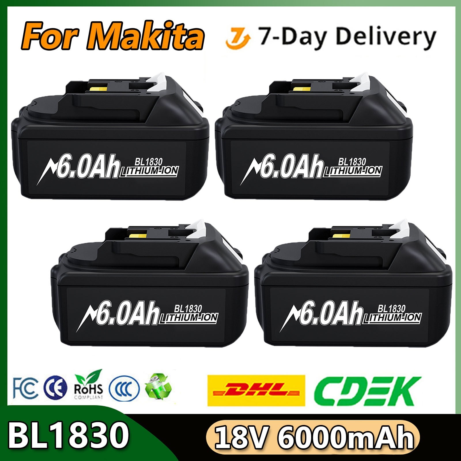 Para Makita BL1830 18V batería 6000mAh batería recargable 18V BL1830 BL1815 BL1860 BL1840 batería de herramienta eléctrica de repuesto