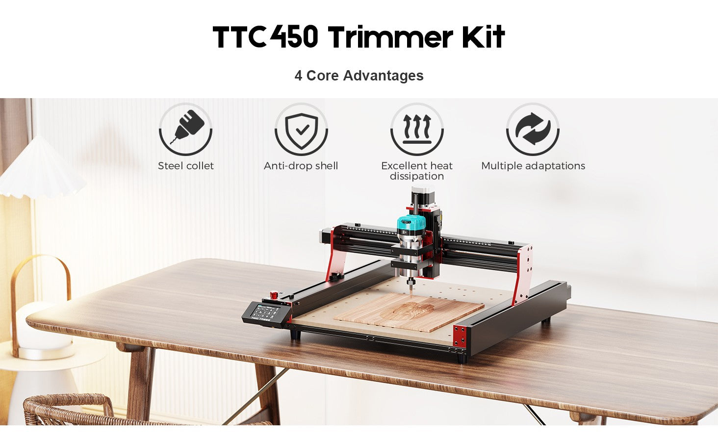 Twotrees TTC450 PRO CNC maquina enrutadora CNC carpintería grabado láser corte madera Metal Control GRBL