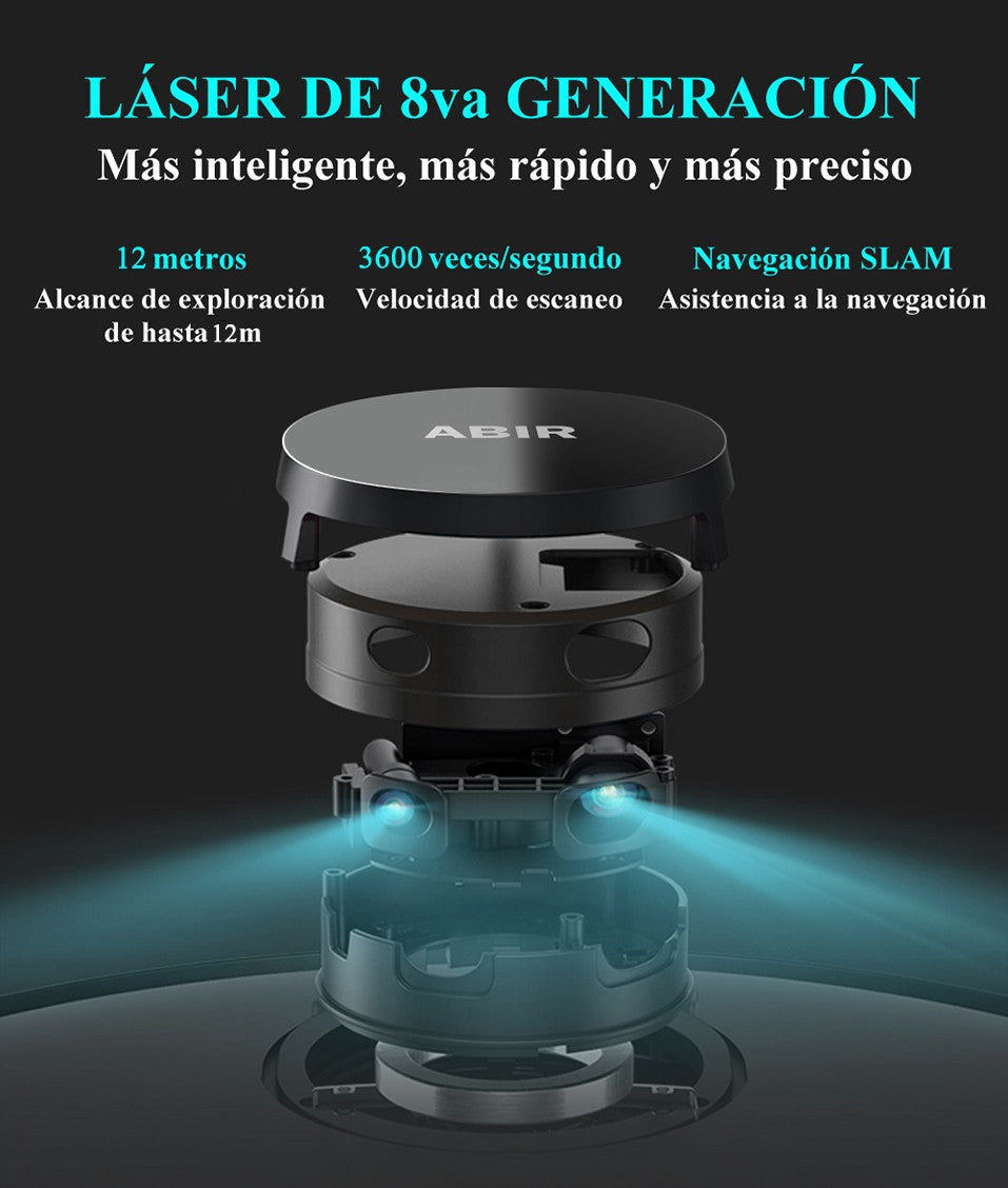 ABIR-Robot aspirador X8, sistema láser, mapas de múltiples pisos, limpieza de zona, ajuste de área limitada para lavado de alfombras en el hogar