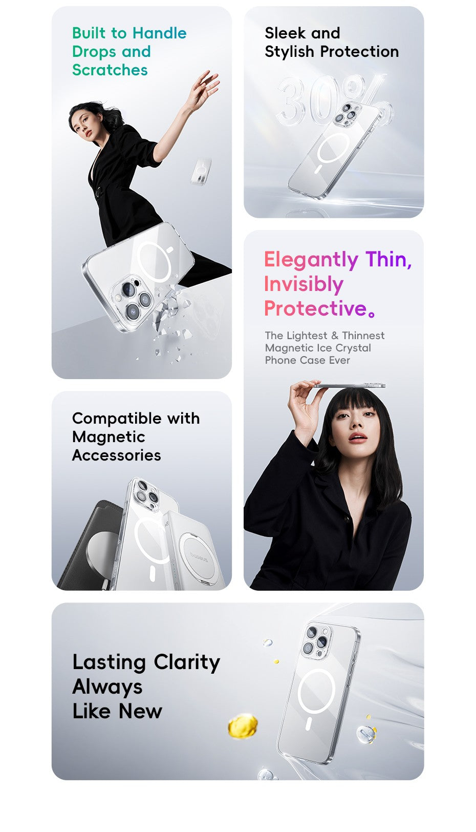 Funda magnética Baseus para iPhone 17 16 15 14 Pro Max para Funda de PC con carga inalámbrica MagSafe para iPhone 13 12 11 Pro Max Funda