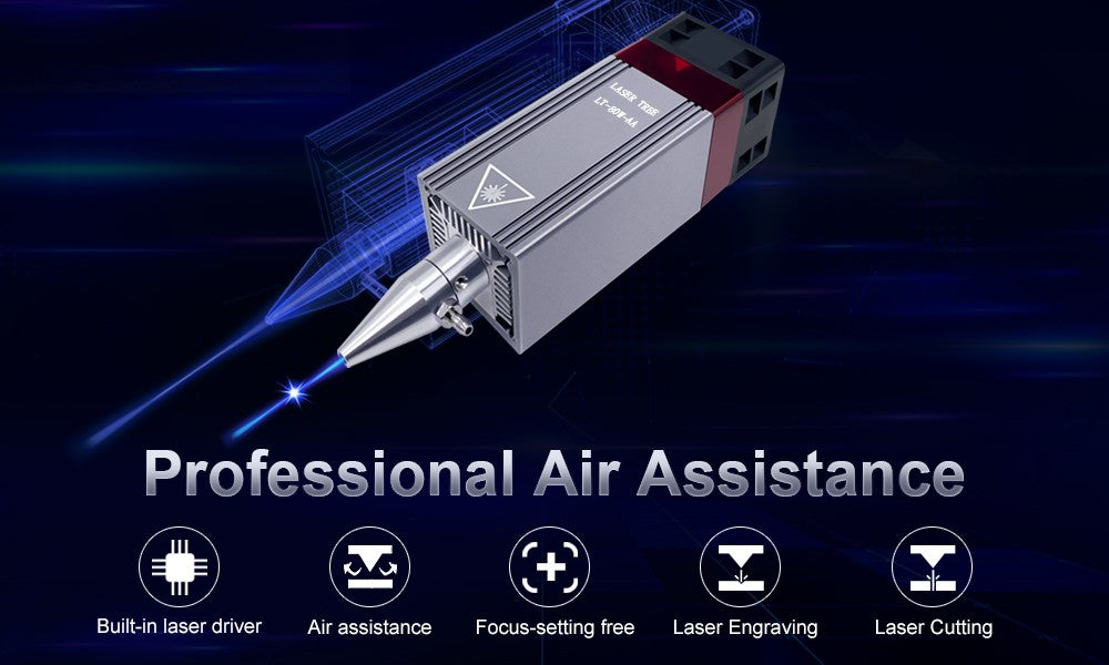 Árbol láser 20W 30W 40W 60W módulo láser con asistencia de aire TTL módulo de luz azul para grabador láser CNC herramientas de corte de carpintería