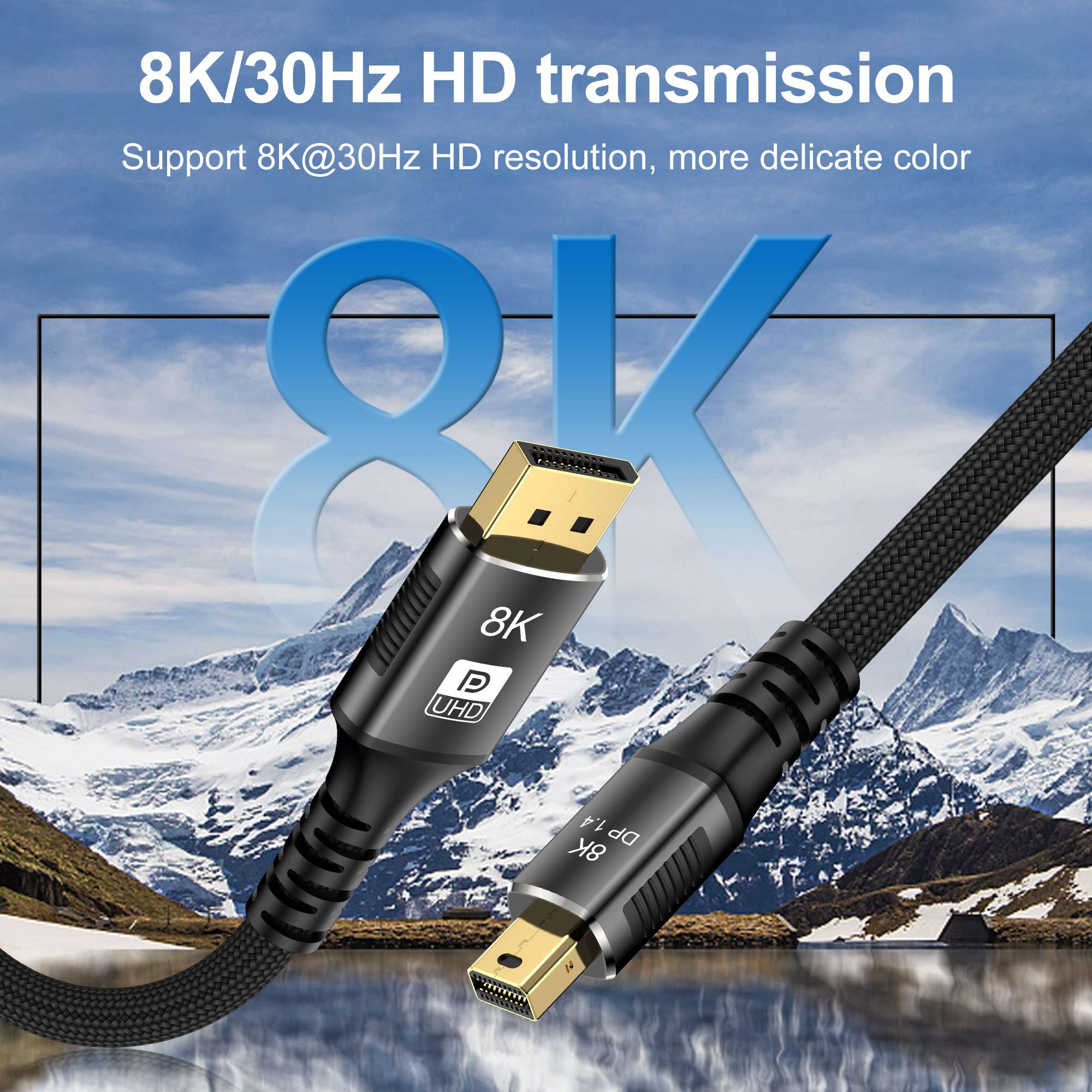 Cable Mini DP a DisplayPort 8K Cable de transmisión de conversión bidireccional DP1.4 16K@60Hz 4K@144Hz para proyector MacBook Air