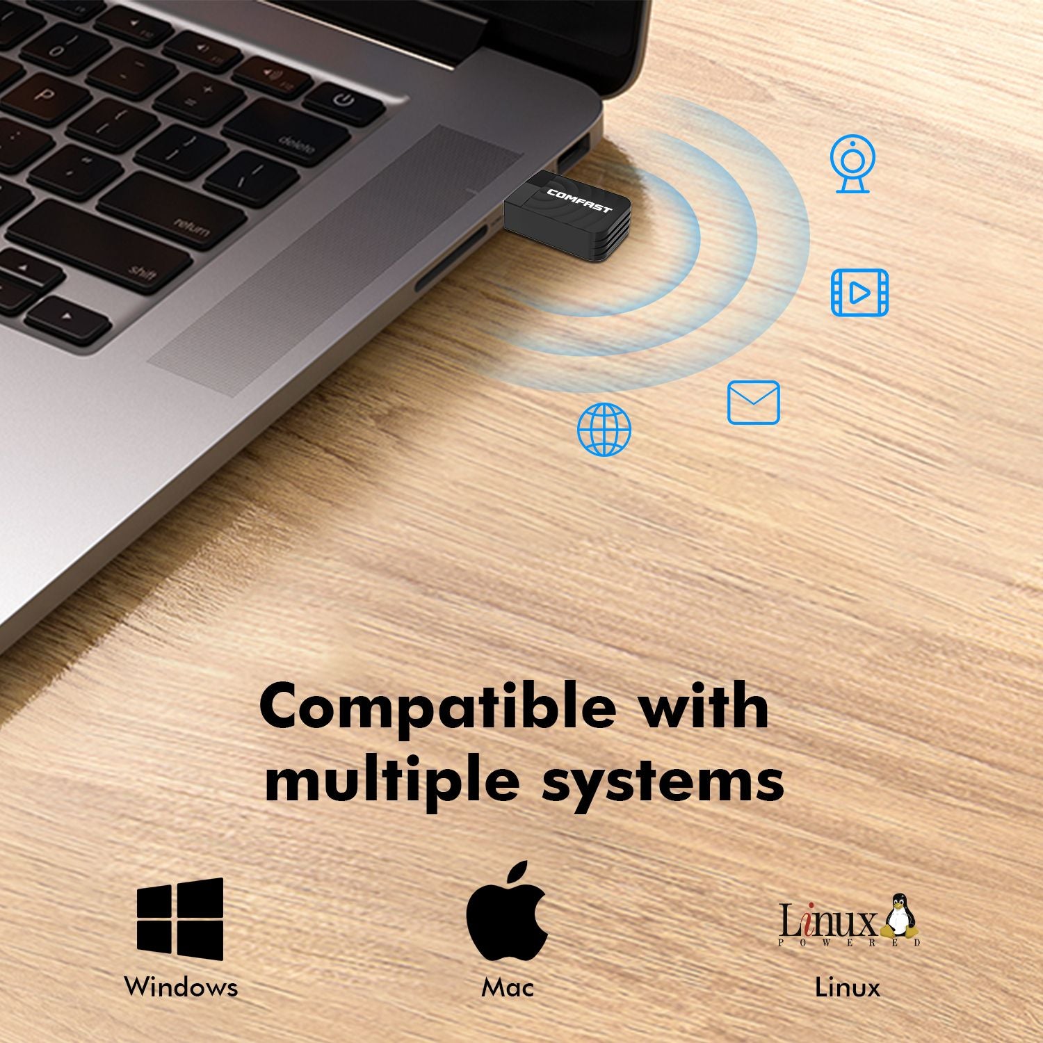 Comfast-Adaptador WiFi de 650M/1300Mbps, tarjeta de red inalámbrica de 2,4G y 5,8G, 11AC, Adaptador USB para ordenador portátil, PC, receptor WiFi Win 7, 8, 10, 11