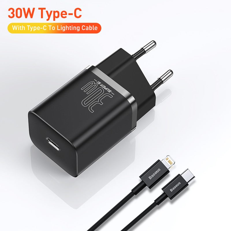 Baseus Super Si 30W USB C adaptador de cargador para iPhone 14 13 12 Pro Max iPad tipo C QC 3,0 PD carga rápida para Xiaomi cargador rápido