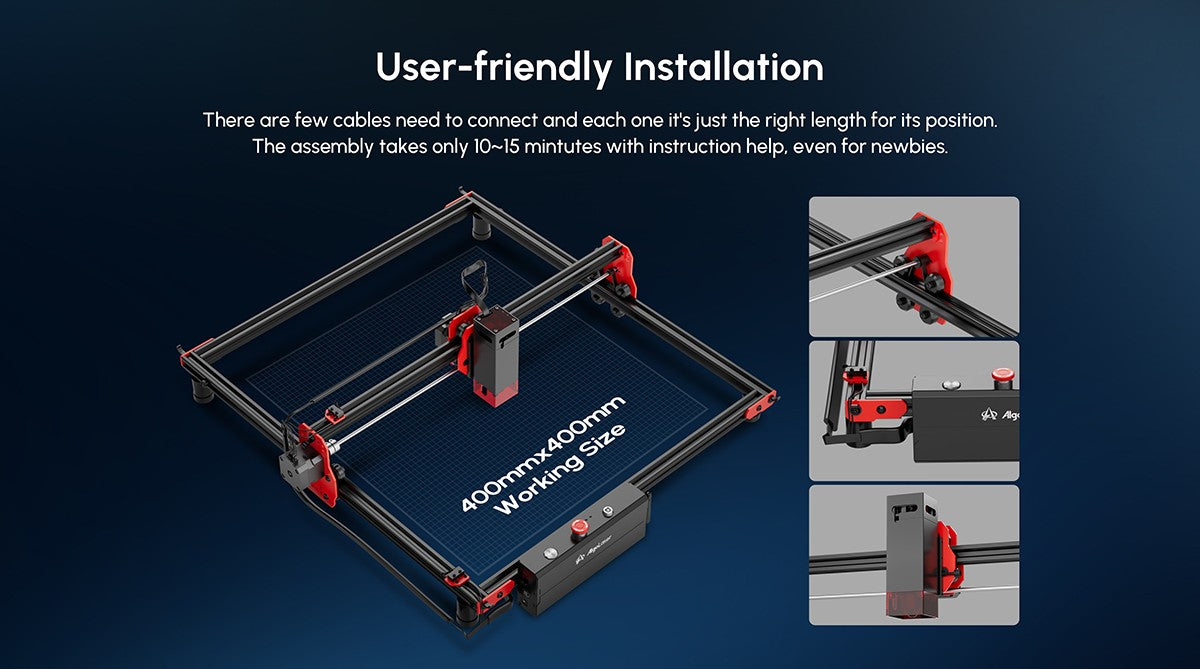 AlgoLaser KIT DIY 5.5W Máquina de Grabado Láser de Escritorio Inteligente de Nivel Básico con Control WiFi y Offline para Madera, Acrílico, Cuero y Manualidades DIY
