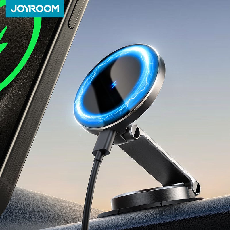 Joyroom Soporte magnético para automóvil N55 Imán fuerte 15W Carga inalámbrica 360 °   Cargador de coche plegable del tenedor del teléfono de la rotación para el iPhone 16