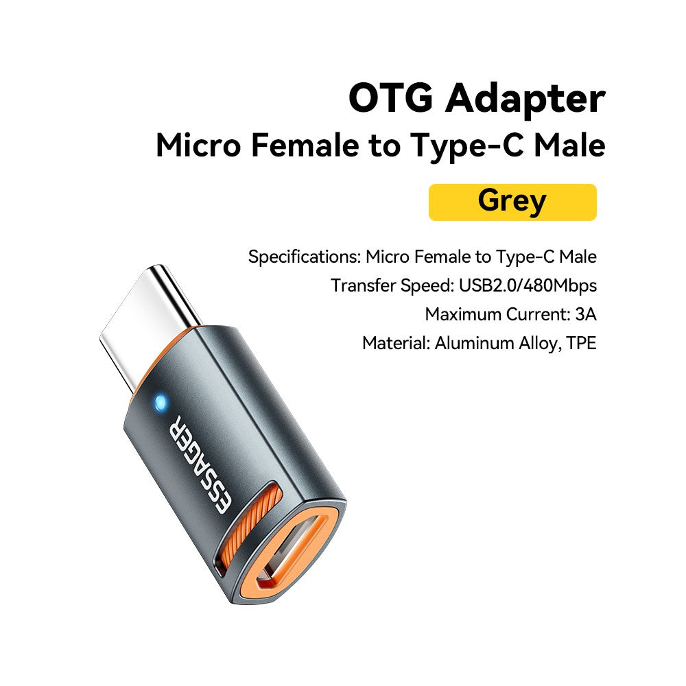 Adaptador Essager USB3.0 OTG tipo C USB-A Micro hembra a USB Micro iP tipo C convertidor macho para Macbook Xiaomi iPhone adaptador OTG