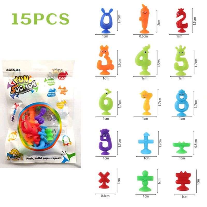 Juguete con ventosa de letras y números, juguete de bloques de construcción de silicona suave, juguete con ventosa sensorial para niños, juego interactivo para padres e hijos, juguete de baño