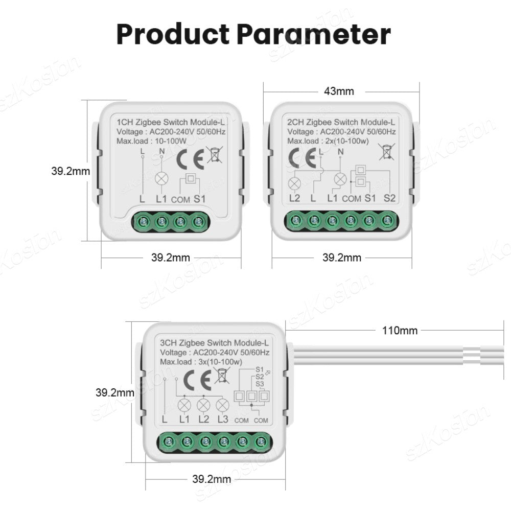 Módulo de Interruptor Inteligente Tuya Zigbee, Relé sin Cable Neutro, Control de 2 Vías, 1, 2, 3, 4 Canales, Compatible con Alexa y Google Home