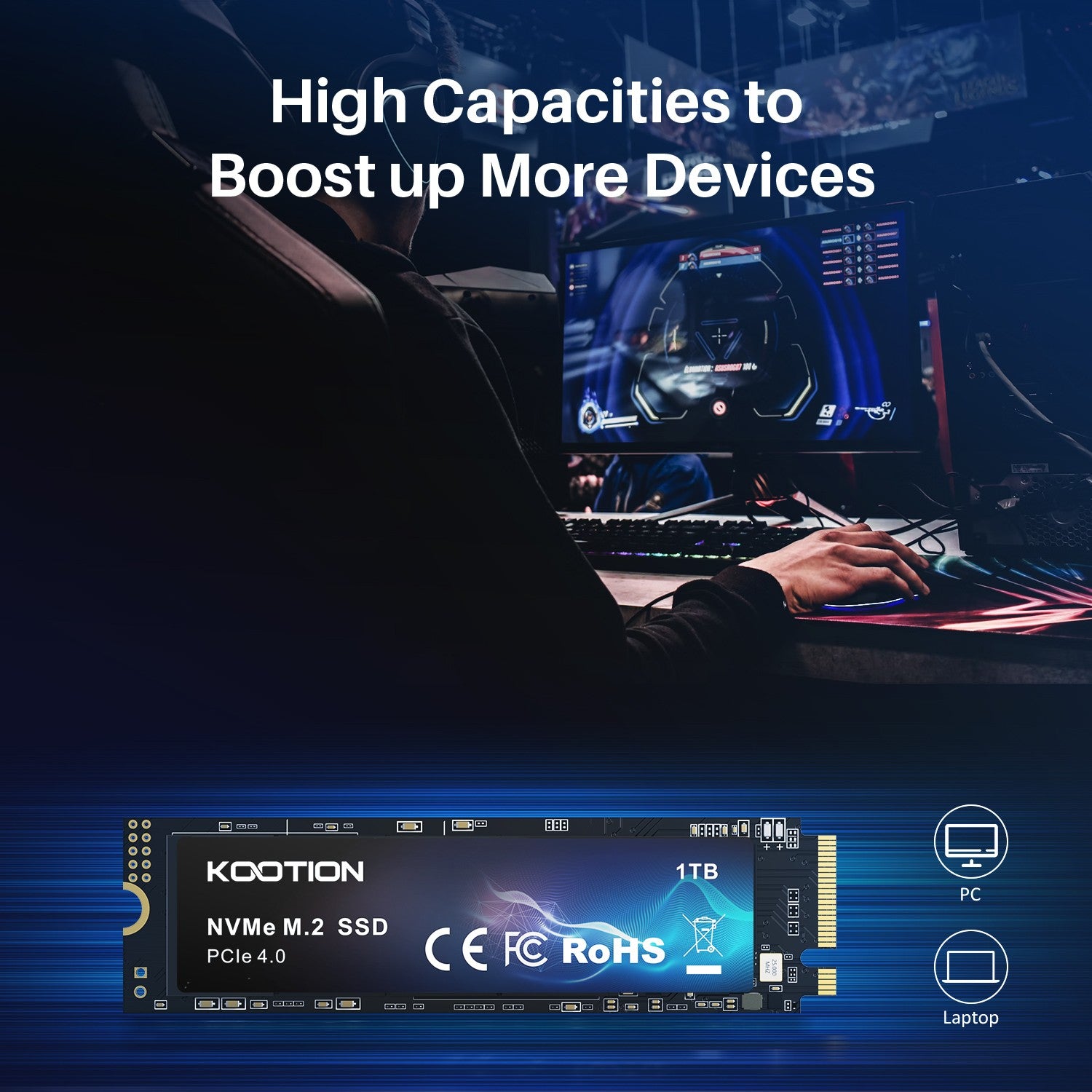 KOOTION X16 SSD Nvme M2 512GB 1TB 2TB Gen4 Nvme SSD disco duro M.2 2280 PCIe 4,0x4 unidad interna de estado sólido para ordenador portátil de escritorio