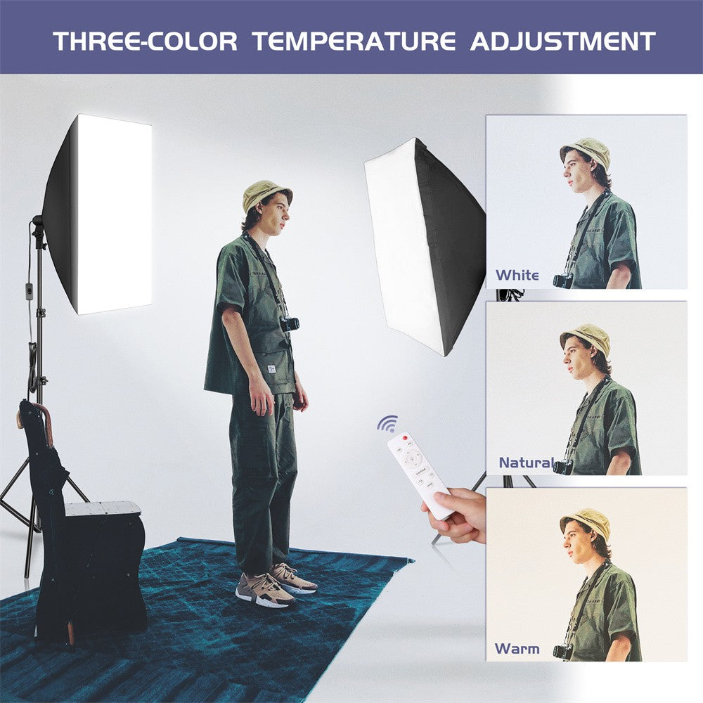 Kit de iluminación Softbox de 20-135W, lámpara LED de fotografía de 50x70CM, equipo profesional de sistema de luz continua para estudio fotográfico