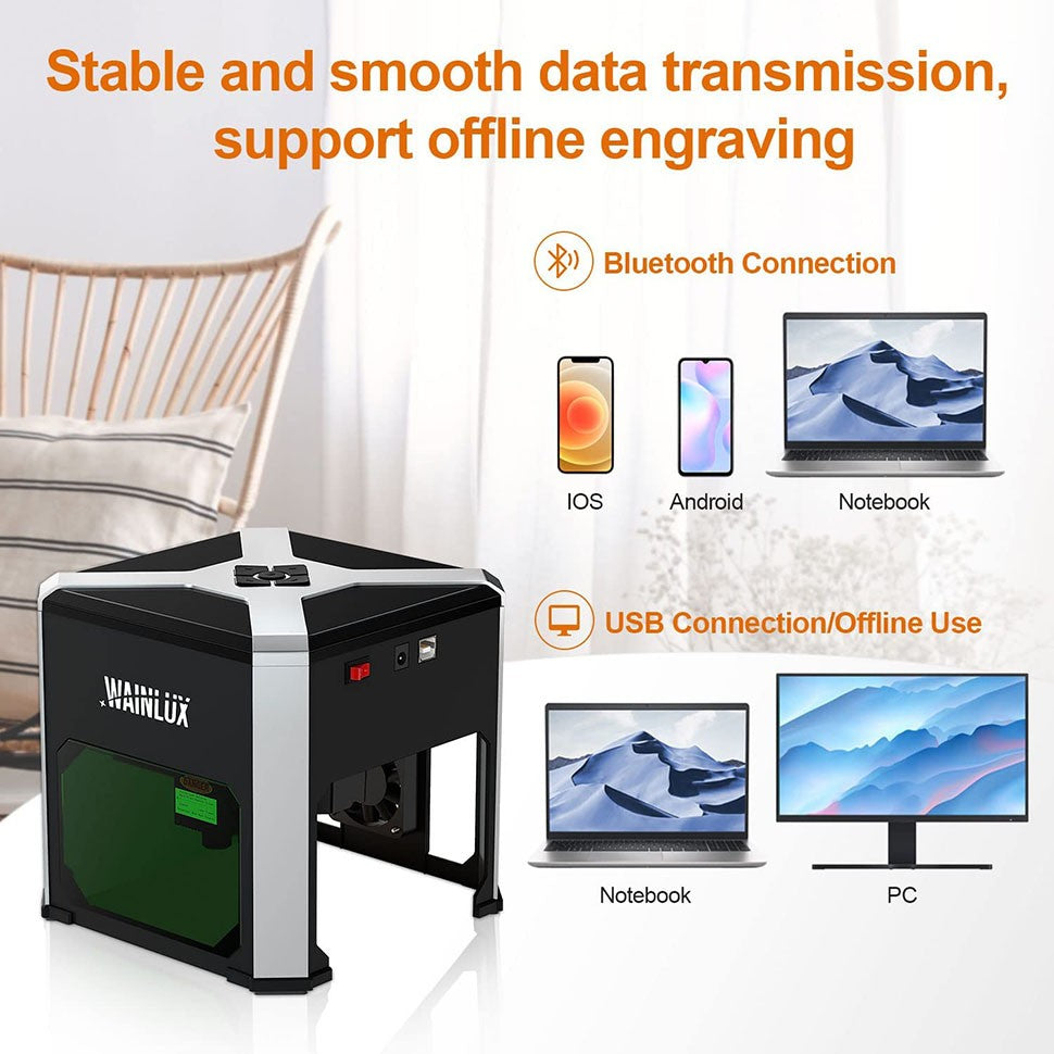 Wainlux-grabador láser K6, impresora de marcado, máquina de carpintería, plástico, 3000mw, Bluetooth