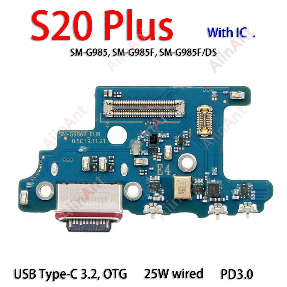 AiinAnt conector de placa de cargador USB, puerto de carga, Cable flexible, base Original For Samsung Galaxy S20 Ultra Plus FE S20 + G988B G988U G986B G986U G981B G981U G781B G780F G988N G986N G981N