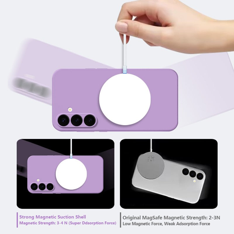 Funda magnética de silicona líquida para Samsung Galaxy S25 S24 S23 Ultra S25 Plus S23 S24 S25 FE S22, funda de carga inalámbrica Magsafe
