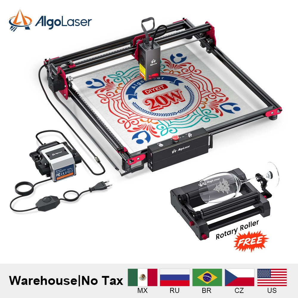 Algolaser KIT DIY Grabador y Cortador Láser CNC para Madera, con Enfoque Largo y Corto, para Trabajos en Madera, Máquina de Grabado y Corte