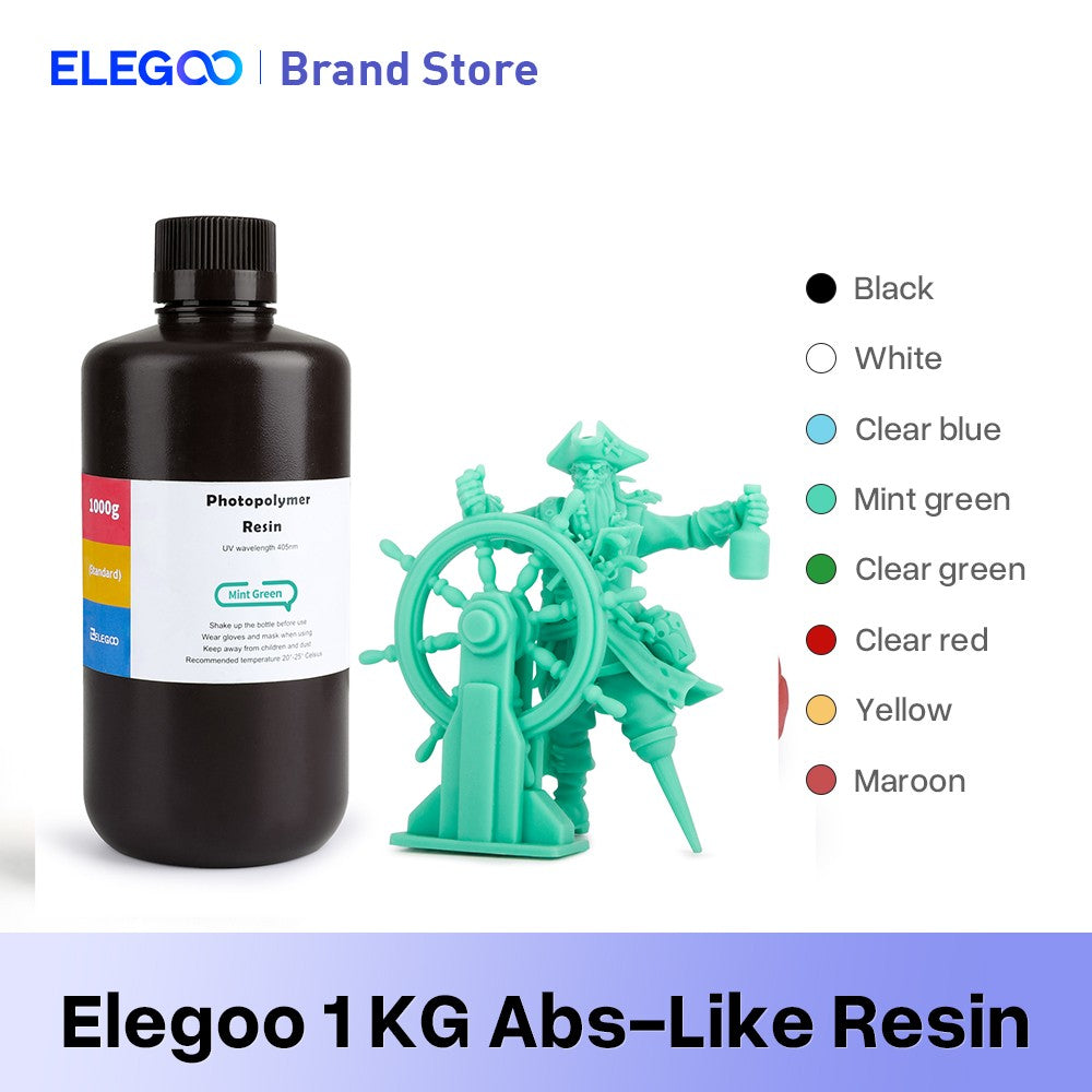 Resina para Impresora 3D Tipo ABS de ELEGOO, Resina de Fotopolimerización Estándar Tipo ABS de 405nm para Impresión 3D LCD, 1000g