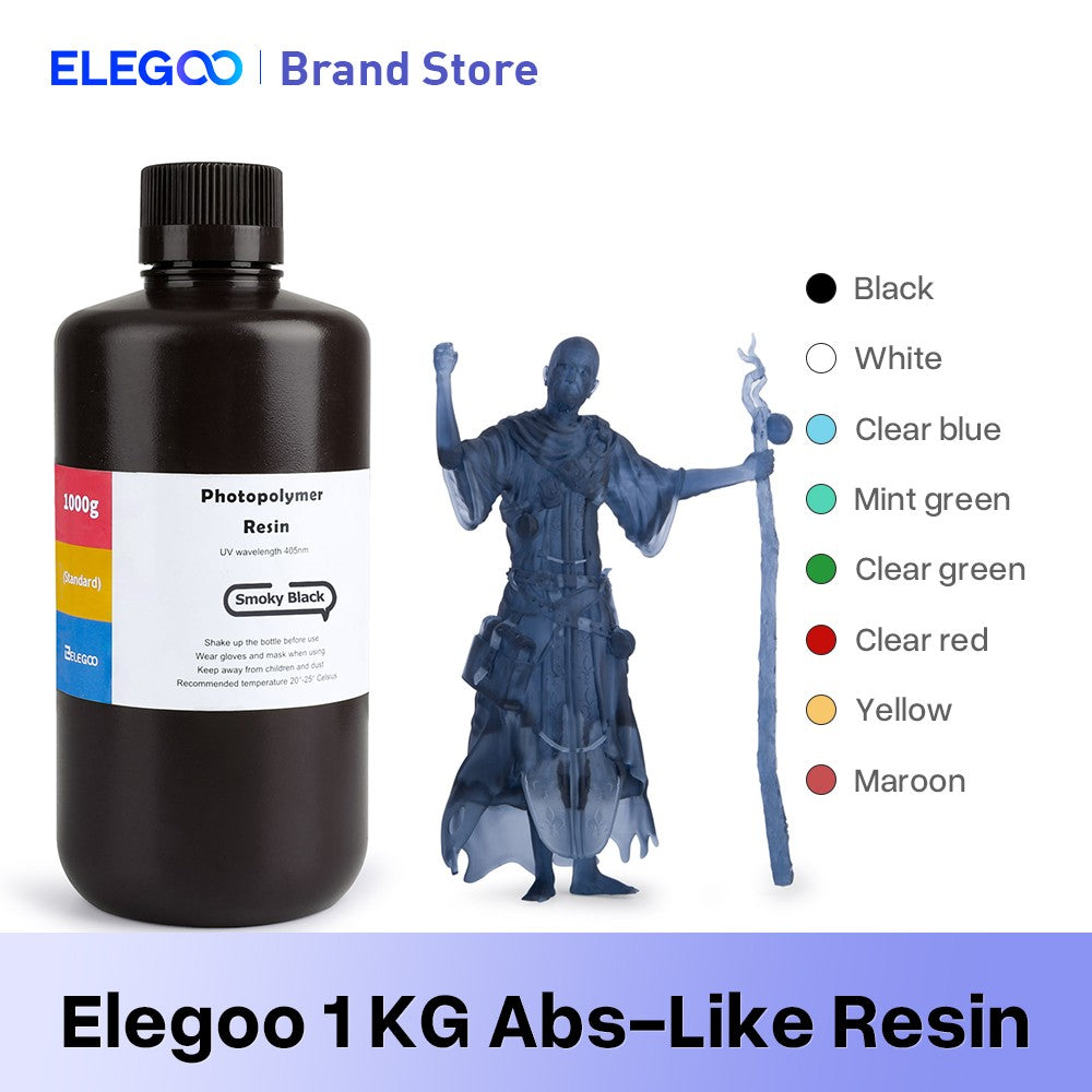 Resina para Impresora 3D Tipo ABS de ELEGOO, Resina de Fotopolimerización Estándar Tipo ABS de 405nm para Impresión 3D LCD, 1000g