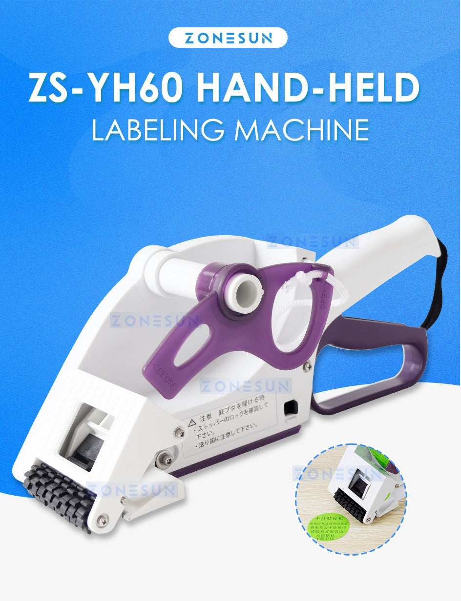 ZONESUN YH-60 Mano Manual Etiquetadora plana Máquina de embalaje para la etiqueta adhesiva de la tapa del cartón de la caja de la botella Manejar Etiqueta de precio Postor