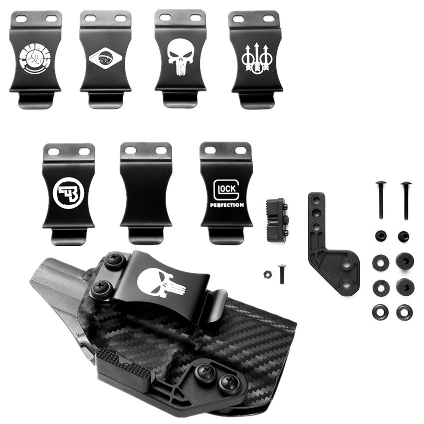 Pinza de ala de solapa con Clip de Metal para IWB Glock Beretta Taurus CZ Punisher Kydex, funda de fibra de carbono, cinturones de pistola de 1,5 ", transporte oculto