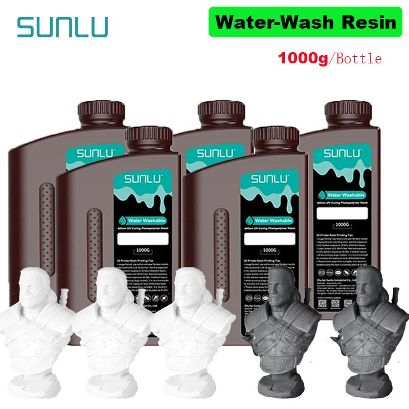 SUNLU 5KG lavado con agua ABS/resina de lavado con agua 395-405nm resina fotopolímero de curado UV resina de curado rápido para impresora 3D LCD DLP SLA
