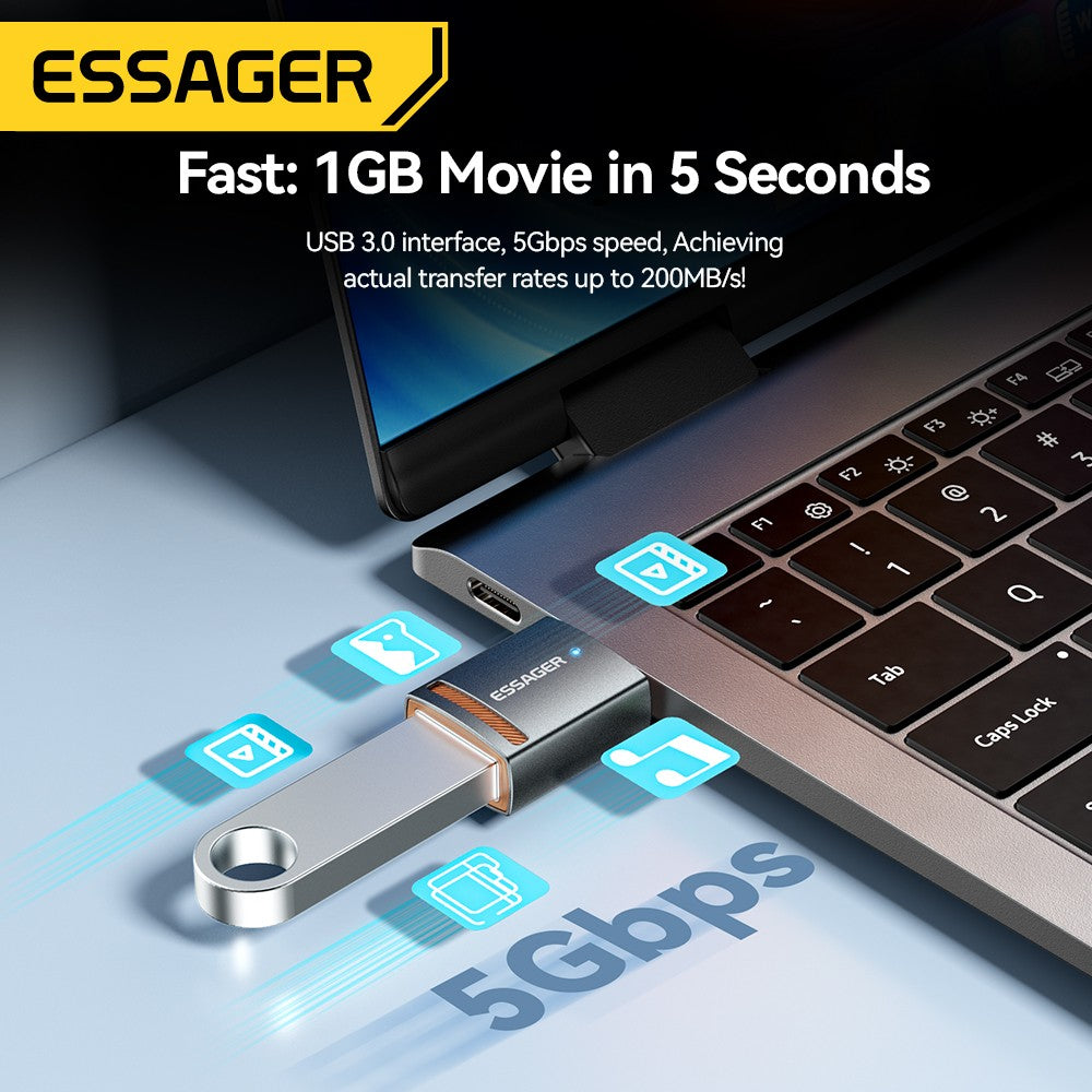 Adaptador Essager USB3.0 OTG tipo C USB-A Micro hembra a USB Micro iP tipo C convertidor macho para Macbook Xiaomi iPhone adaptador OTG
