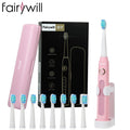 Fairywill-cepillo de dientes eléctrico FW-507, dispositivo con 5 modos, Cargador USB, temporizador de repuesto, 8 cabezales