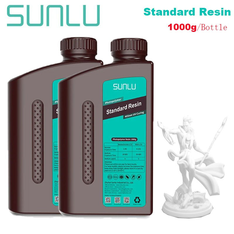 Resina 3D SUNLU de 2 kg, tipo ABS/estándar/lavable con agua, resina UV de 405 nm para la mayoría de las impresoras 3D SLA/DLP/LCD, material sensible a la luz UV, 1 kg