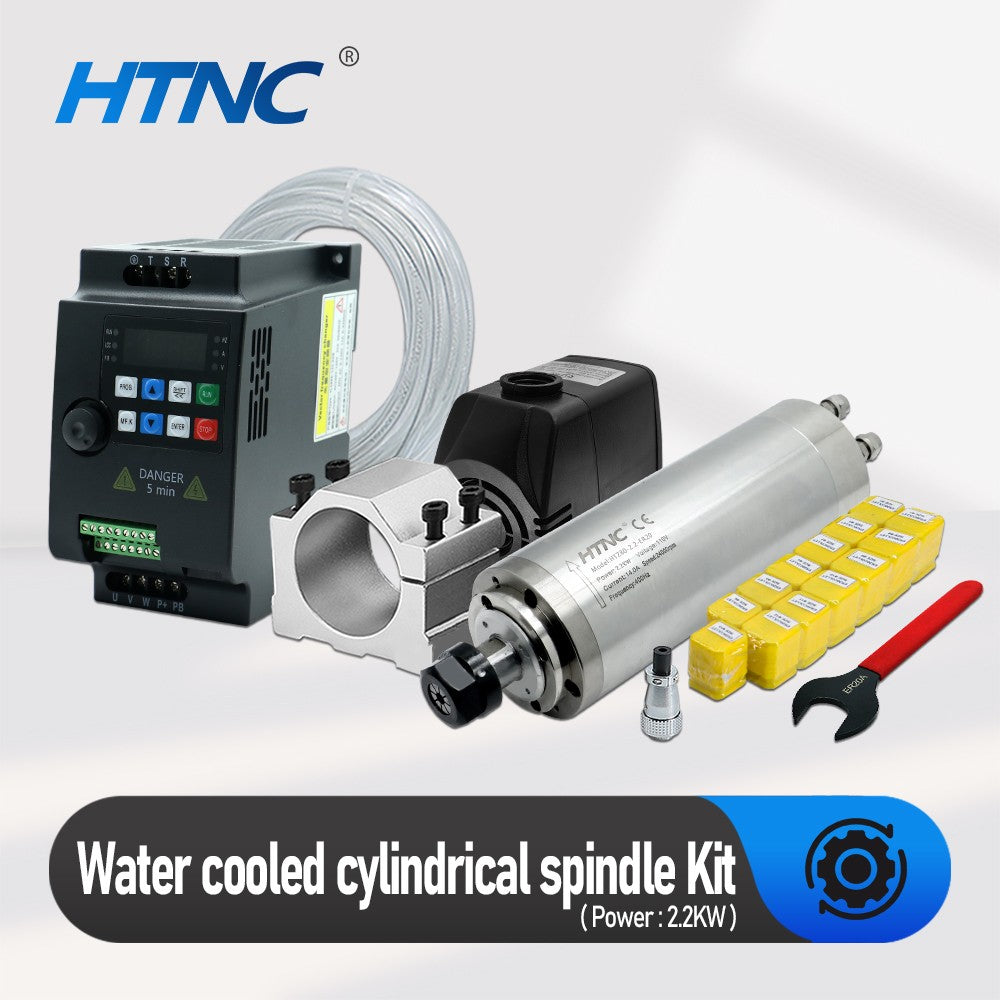Motor de husillo CNC de 2200W, 220v ER20, 2,2 kW, husillo de refrigeración por agua redondo, 24000RPM + 2,2 kW VFD 50/60hz + bomba de agua + soporte de 80mm