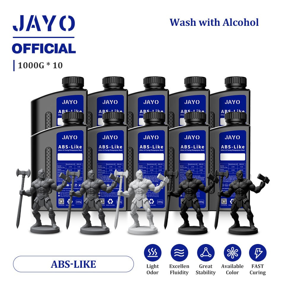 JAYO ABS como resina 3D, 10 botellas ABS como fotopolímero de curado UV de 405nm, resina 3D rápida para impresora 3D LCD/DLP/SLA de 2/4/6/8K