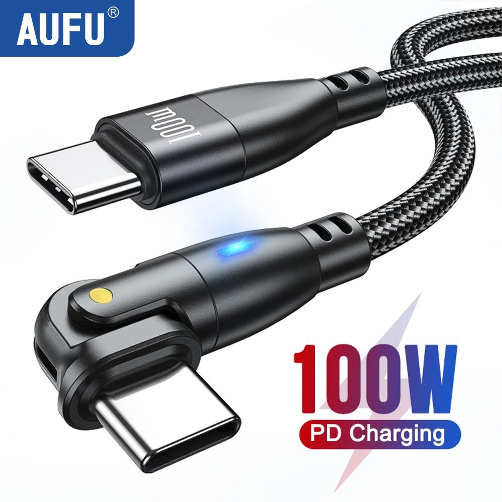 AUFU 100W USB C a tipo C Cable USBC PD Cable de carga rápida para MacBook Pro Xiaomi POCO Huawei iPad Samsung USB-C Cable 3M
