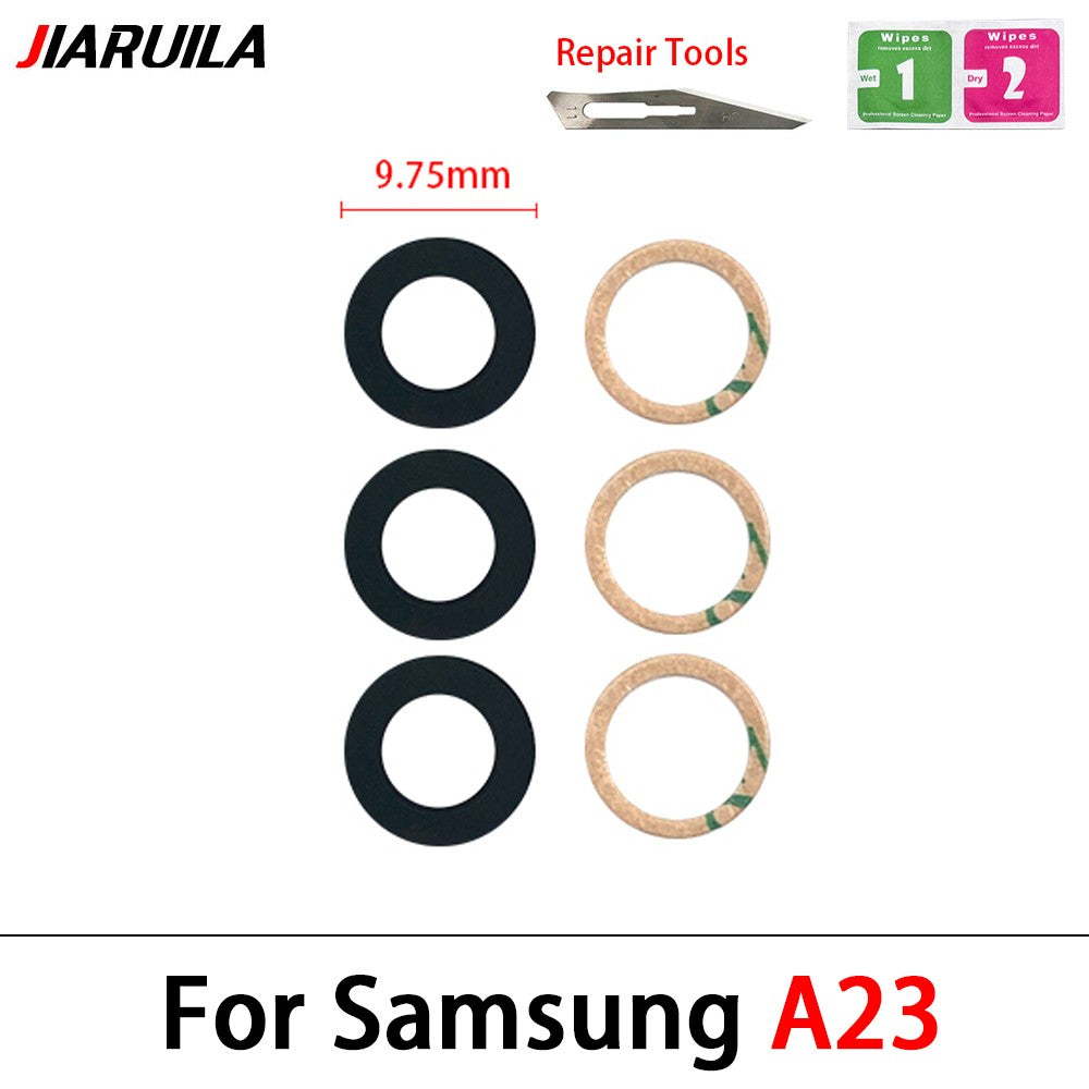 Nueva lente de cubierta de cristal de cámara trasera con adhesivo para Samsung A13 A14 23 4G A32 A52 5G A33 A53 A73 A52 A72 A82 A52S A24 A34