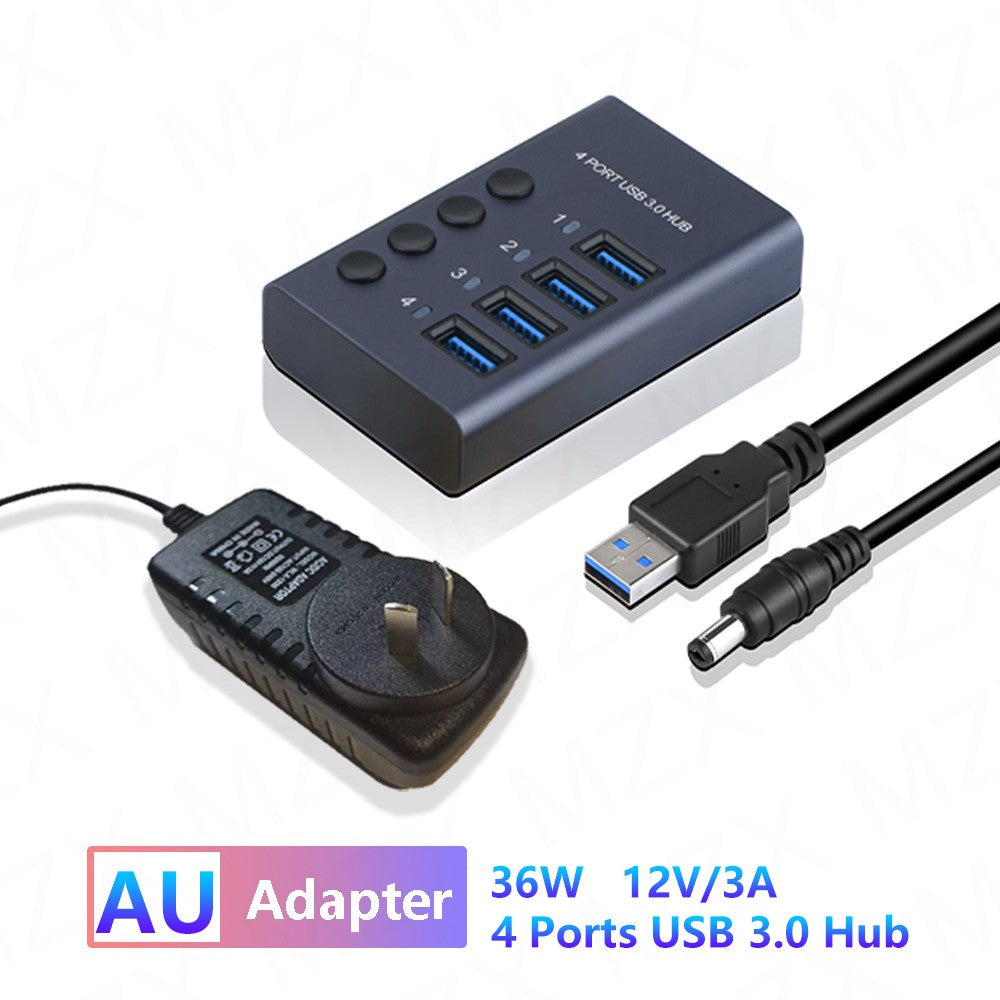 USB 3,0 Hub Socket Switch 4 6 10 puertos concentrador multi-tap multipuerto estación de acoplamiento cargador fuente de alimentación múltiple tipo C