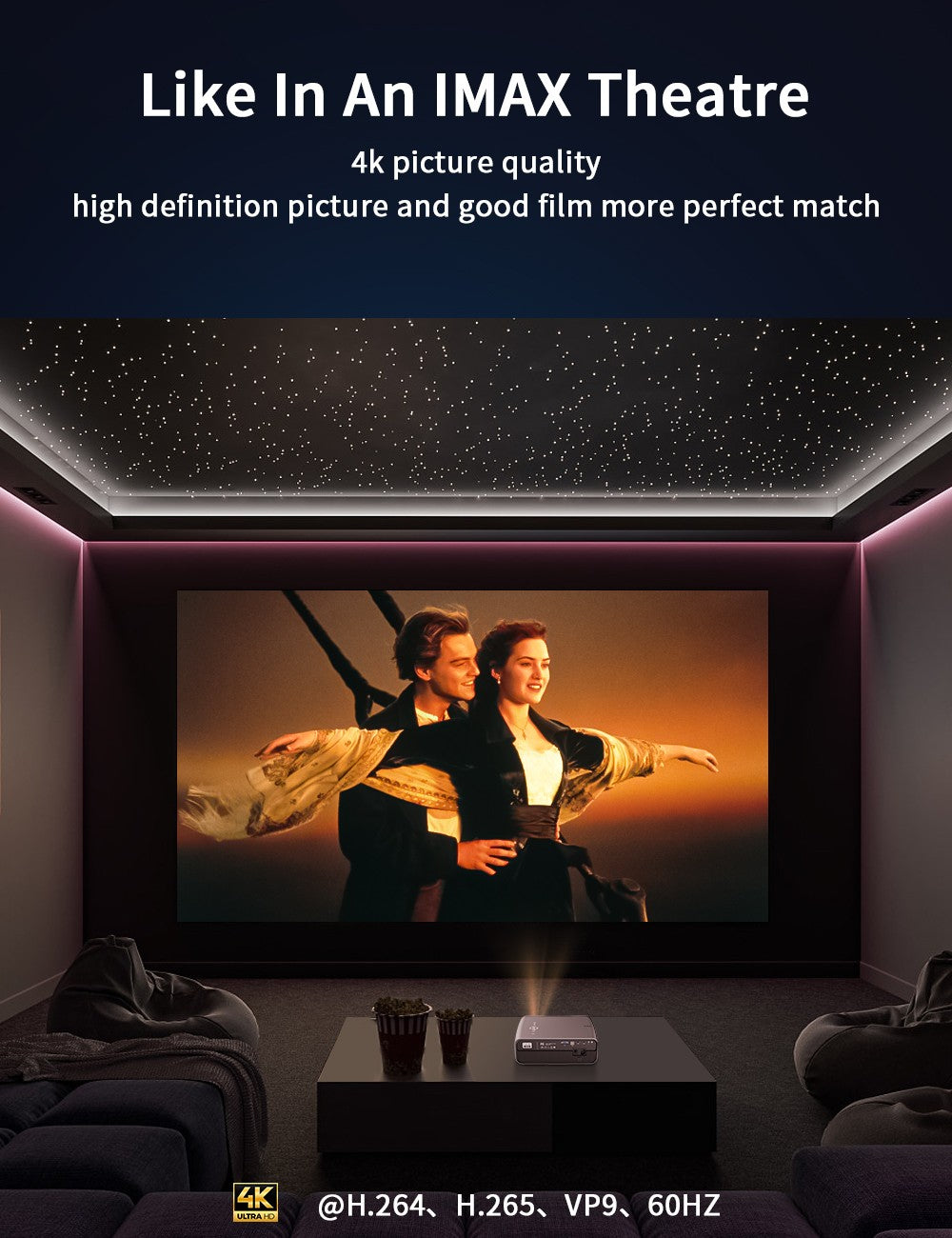 Proyector de Cine en Casa 4K WiFi Android 5G Full HD 1080P, Proyector de Video para Uso Diurno, 3800 ANSI