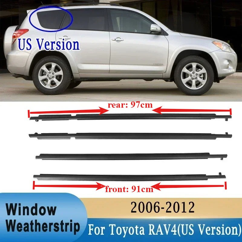 4 Uds. De goma para ventanas de EE. UU. o UE exterior para Toyota RAV4 2009-2012 75720-0R020 Protector de vidrio tira meteorológica para RAV-4 vidrio XA30