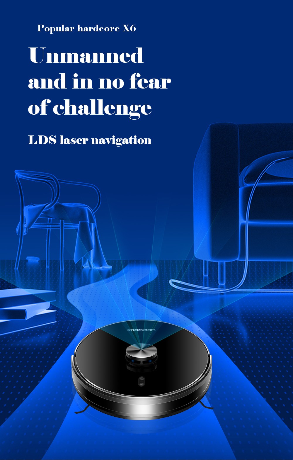 (código promocional: AEGG66)) Robot aspirador Liectroux X6,navegación láser Lidar,6500 pa,mapa de varios pisos,trapear,zona de exclusión de aplicaciones,área selectiva,reanudación de punto de interrupción