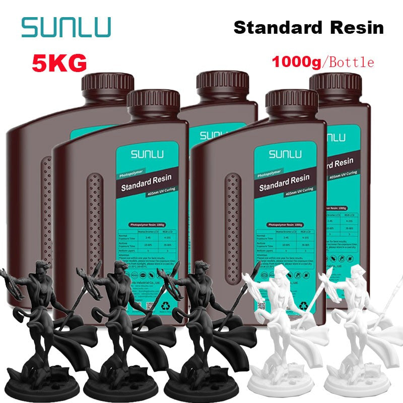 SUNLU 5KG estándar/resina 3D de lavado de agua 405nm resina UV para la mayoría de los materiales de impresora 3D SLA/DLP/LCD sensible a los rayos UV 1kg