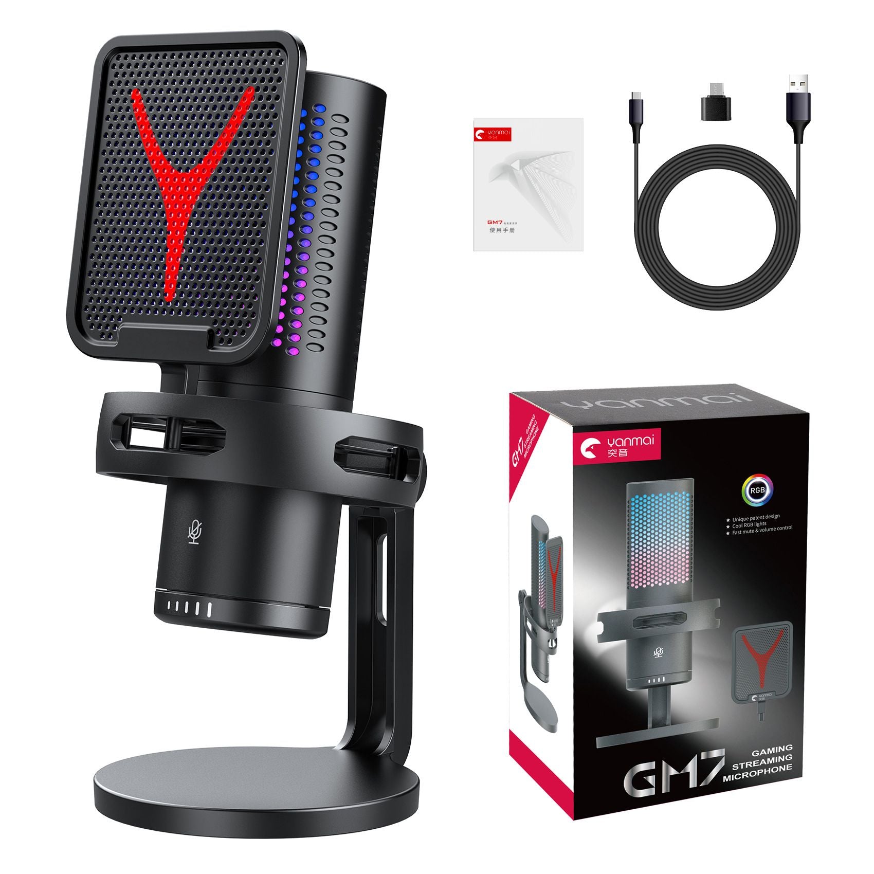 Micrófono condensador profesional para PC, portátil, Juegos de ordenador, USB, con cable, Streaming, Podcast, estudio, Mike, Kit, accesorio para jugadores