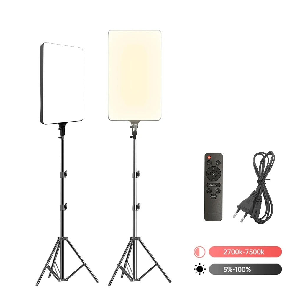 Luz LED de Video SH de 24'' y 90W, Panel de Iluminación Regulable para Fotografía, Selfies, Estudio Fotográfico, Transmisión en Vivo, Lámpara de Relleno con Trípode