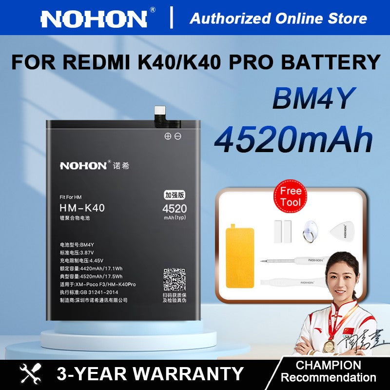 Batería NOHON BM4Y BM56 para Redmi K40 K40Pro K40 batería de repuesto para juegos para Xiaomi Redmi K40 POCO F3 con herramientas gratuitas