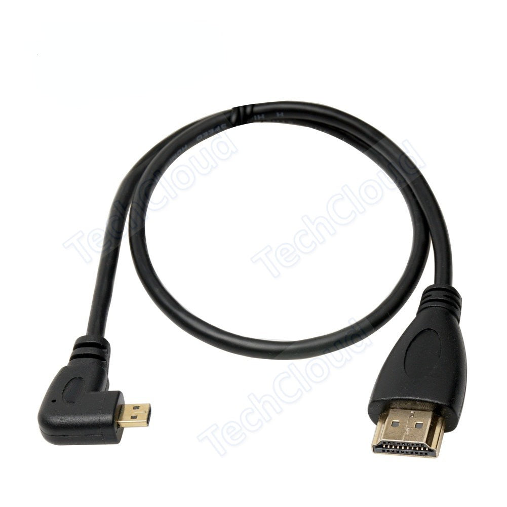 Cable HDMI Compatible con Tipo A a D de 90 Grados, Micro HD a HD, Ángulo Izquierdo/Derecho para Cámara Digital Sony A6400 GH4, Tablet, 30cm/150cm