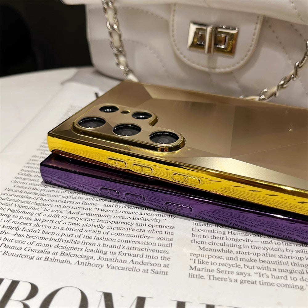 Funda chapada mate con patrón de diamante 3D para Samsung Galaxy S24 S23 Ultra S22 Plus A53 A54 A55 A34 A23 funda dura de lujo con techo de choque