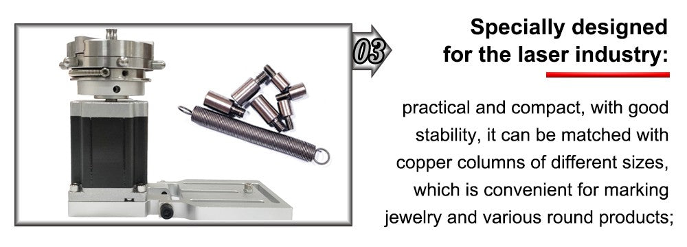 Máquina de Marcado Láser CNC Hunst D69 con Eje Rotatorio para Grabado de Anillos, Pulseras y Joyería, Accesorio Rotatorio con Bloqueo Automático