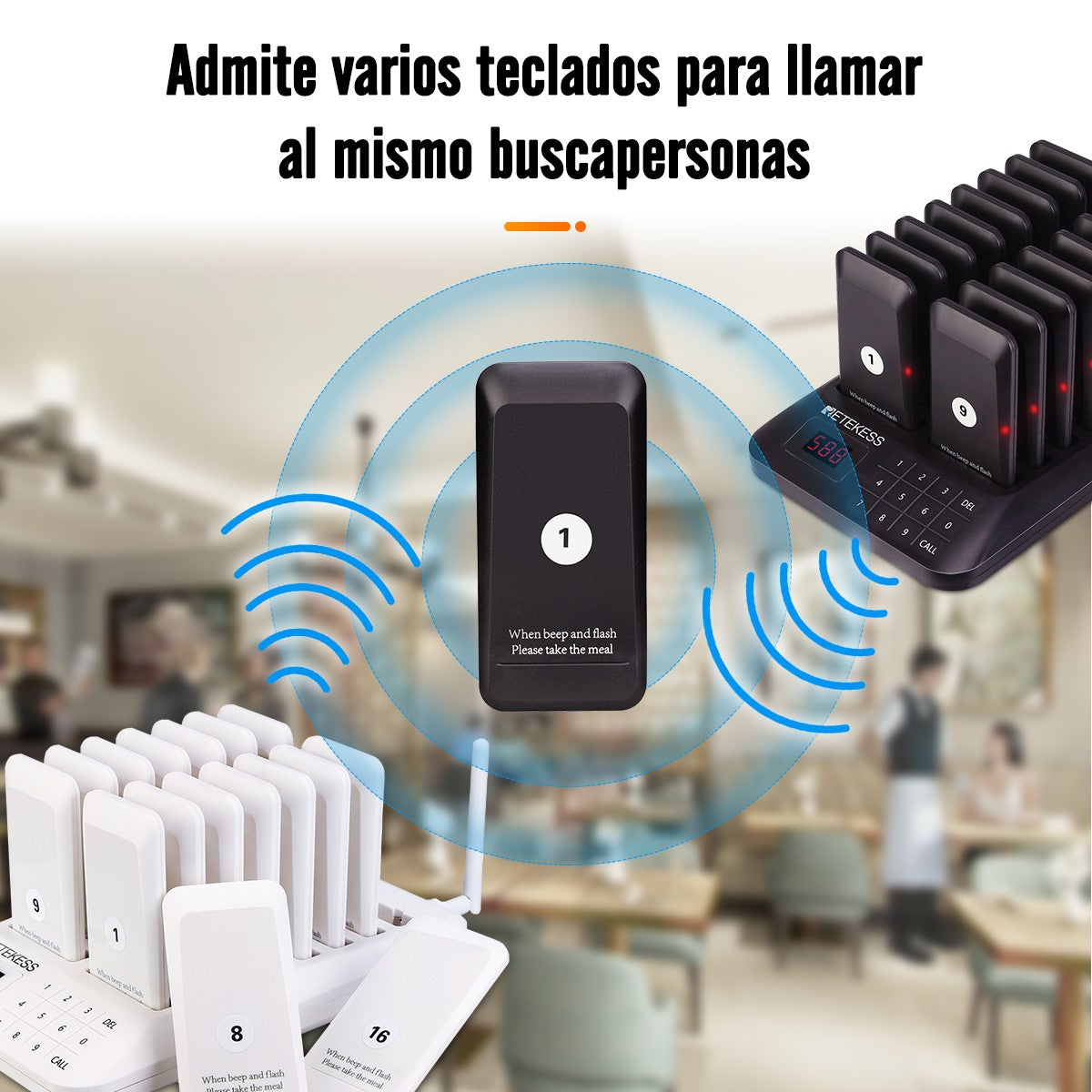 RETEKESS TD157 Sistema de Llamada Inalámbrico para Restaurantes, Localizadores de Mesa, Receptores de Señal Sonora para Food Trucks, Restaurantes de Comida Rápida, Cafeterías y Bares