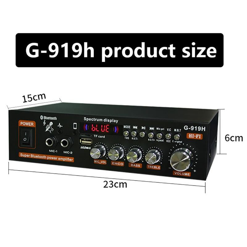 Amplificadores de potencia G919H 1000W para el hogar y el coche, 2 canales, Bluetooth, sonido envolvente, FM, USB, Control remoto, Mini amplificador estéreo Digital HIFI