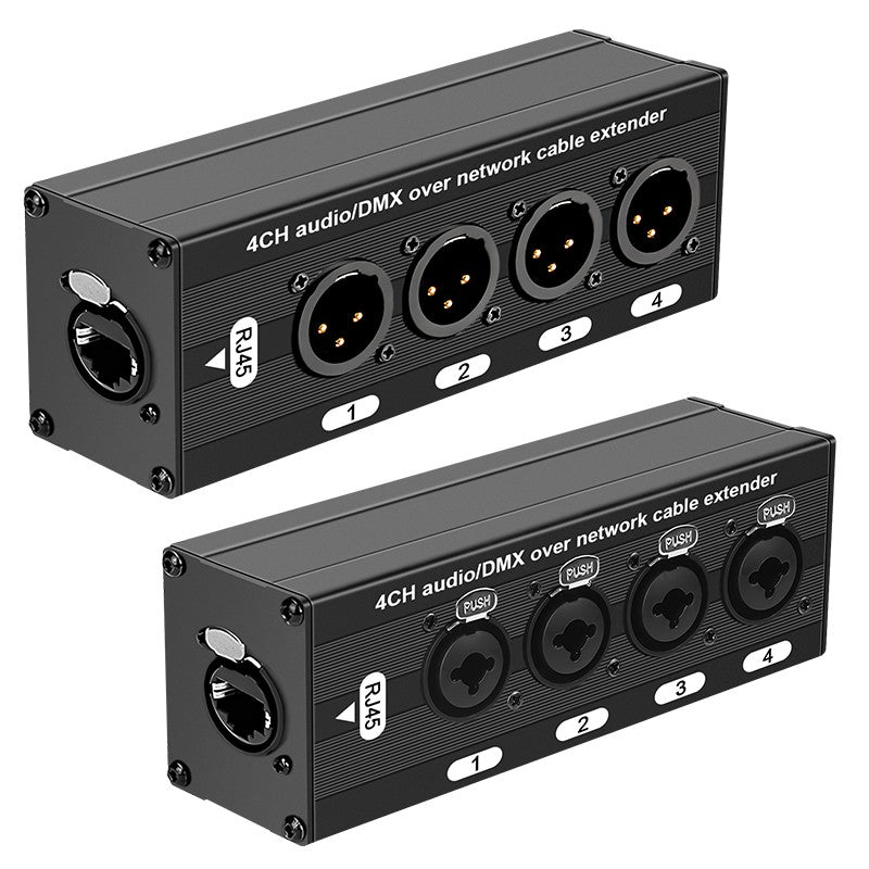 Cable extensor de audio RJ45 a XLR de 4 canales y 3 pines, extensor de señal de red DMX512 para iluminación de escenarios y estudio de grabación.