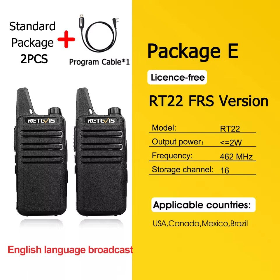 Retevis RT622 Mini Walkie Talkie 2 unidades PMR446 Radio portátil bidireccional con PTT Ideal para restaurantes y hoteles