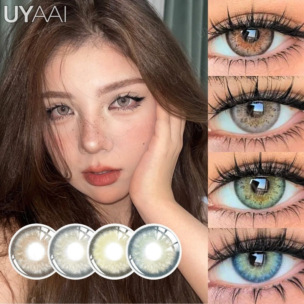 UYAAI 1 par de lentes de contacto serie Russian Girl Pro lentes de contacto verdes serie Bubble ojos grandes lentes suaves anuales ojos verdes